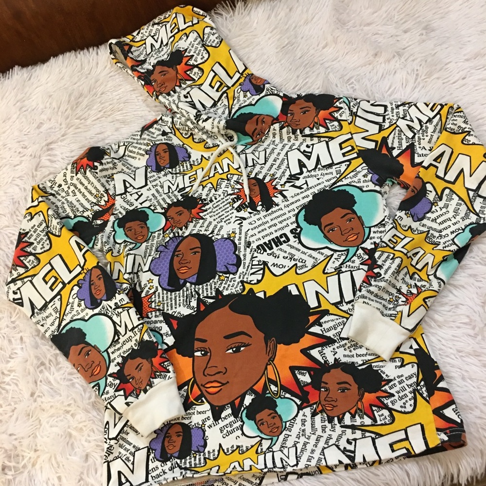 On Fire Melanin Comic Hoodie, sz M